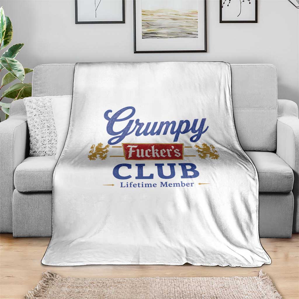 Grumpy Fuckers Club Lifetime Member Throw Blanket Sarcastic Gag Gift Birthday Husband Dad Fathers Day