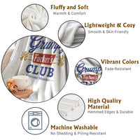 Grumpy Fuckers Club Lifetime Member Throw Blanket Sarcastic Gag Gift Birthday Husband Dad Fathers Day