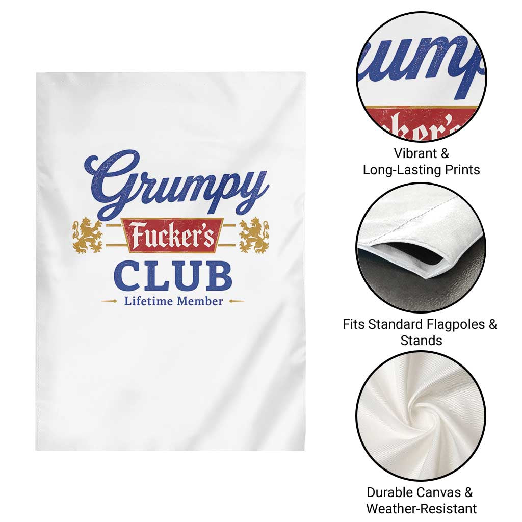 Grumpy Fuckers Club Lifetime Member Garden Flag Sarcastic Gag Gift Birthday Husband Dad Fathers Day