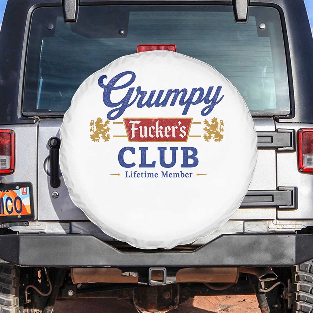 Grumpy Fuckers Club Lifetime Member Spare Tire Cover Sarcastic Gag Gift Birthday Husband Dad Fathers Day