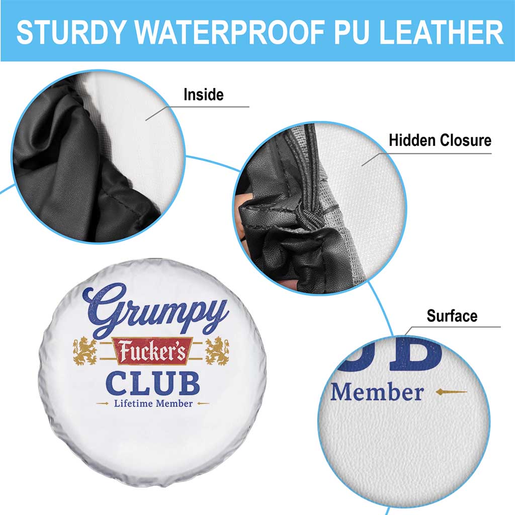 Grumpy Fuckers Club Lifetime Member Spare Tire Cover Sarcastic Gag Gift Birthday Husband Dad Fathers Day