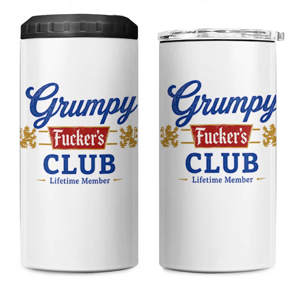 Grumpy Fuckers Club Lifetime Member 4 in 1 Can Cooler Tumbler Sarcastic Gag Gift Birthday Husband Dad Fathers Day