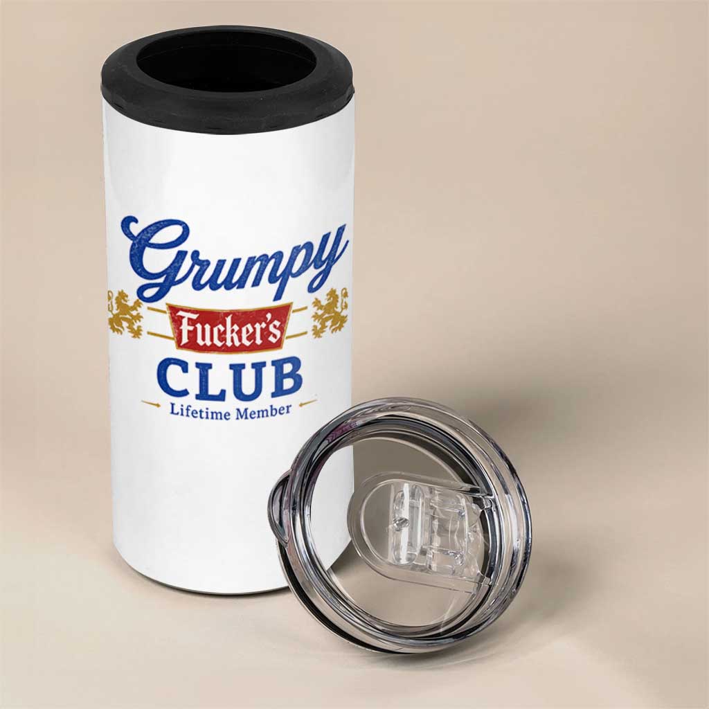 Grumpy Fuckers Club Lifetime Member 4 in 1 Can Cooler Tumbler Sarcastic Gag Gift Birthday Husband Dad Fathers Day