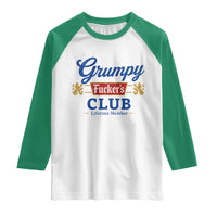 Grumpy Fuckers Club Lifetime Member Raglan Shirt Sarcastic Gag Gift Birthday Husband Dad Fathers Day