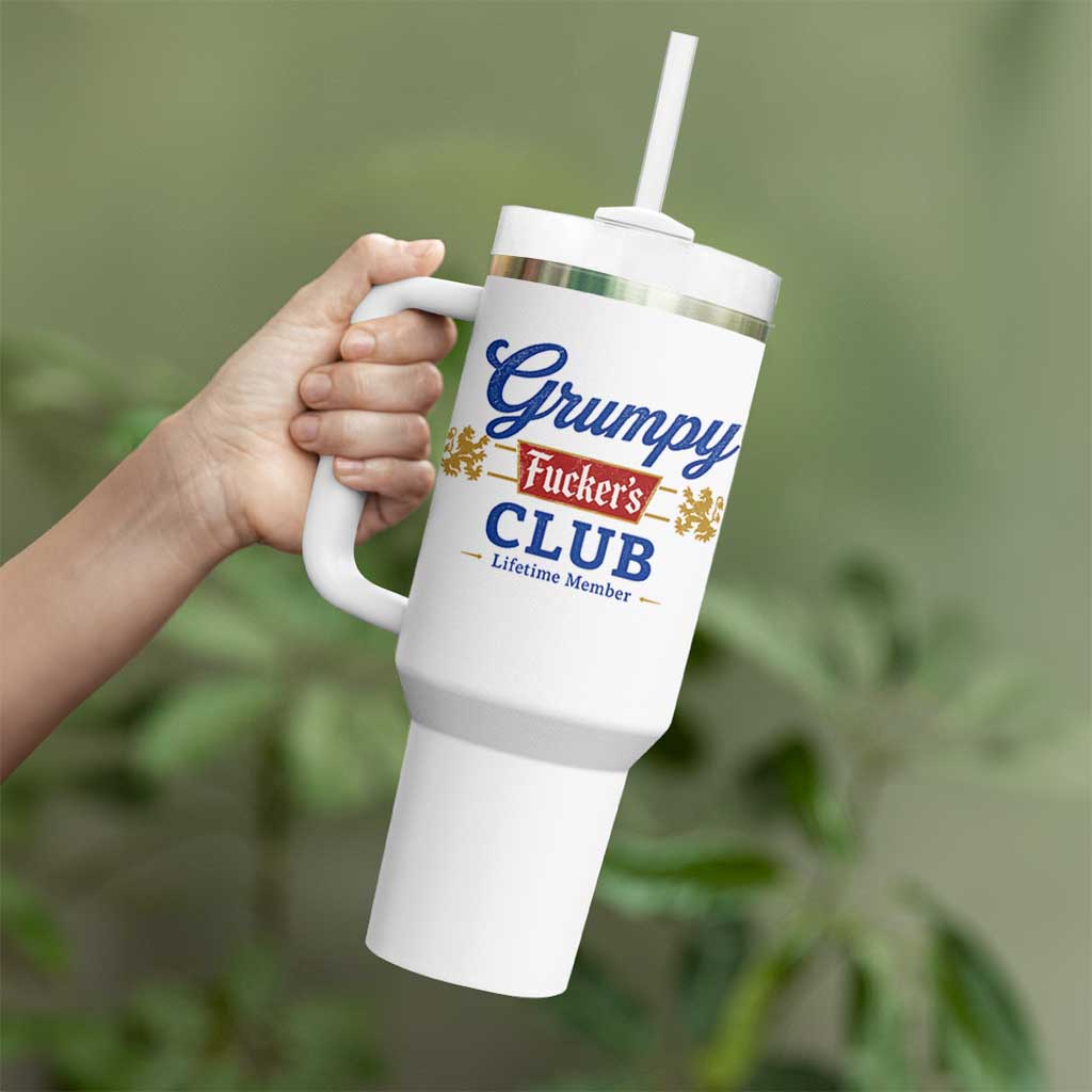Grumpy Fuckers Club Lifetime Member Tumbler With Handle Sarcastic Gag Gift Birthday Husband Dad Fathers Day