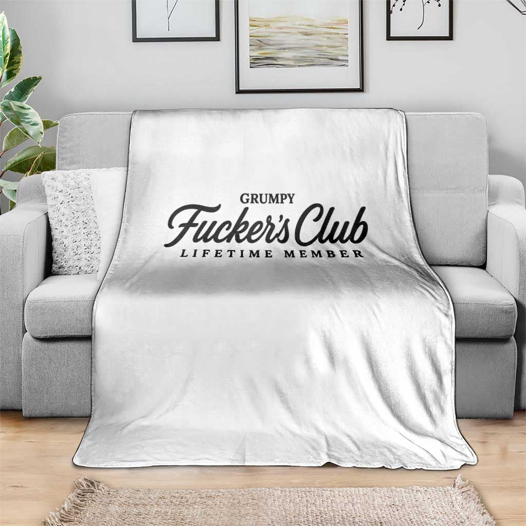Vintage Grumpy Fuckers Club Lifetime Member Throw Blanket Gag Gift Birthday Husband Dad Fathers Day