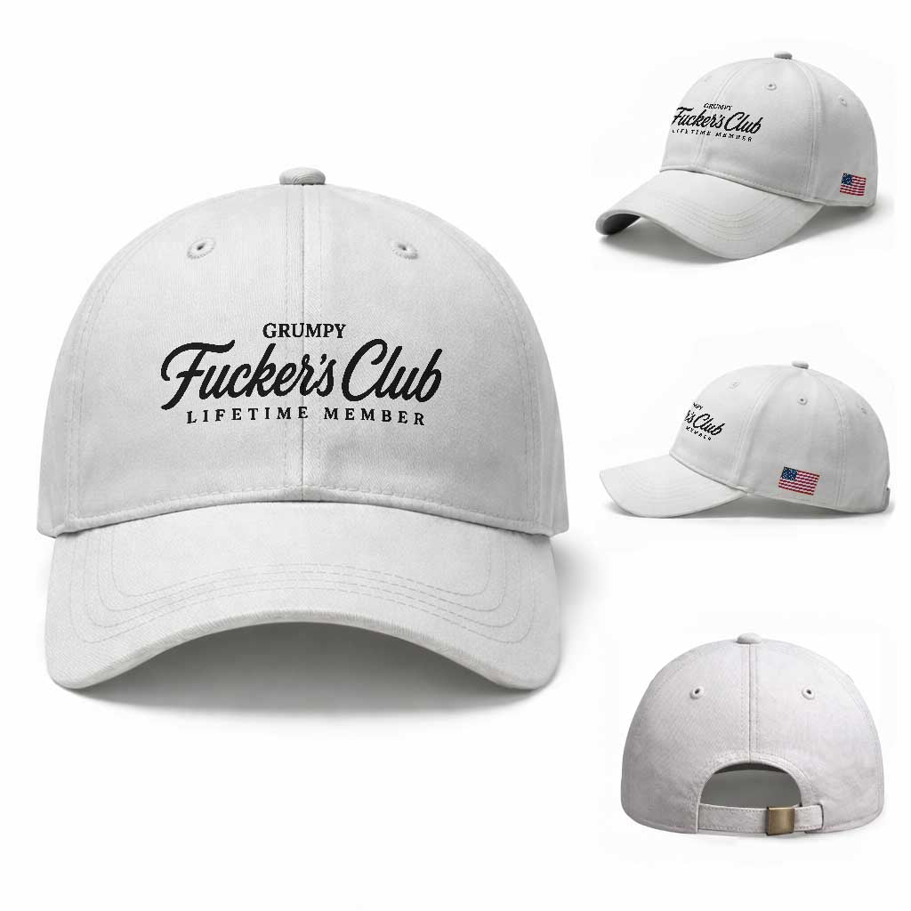 Vintage Grumpy Fuckers Club Lifetime Member Baseball Cap Gag Gift Birthday Husband Dad Fathers Day