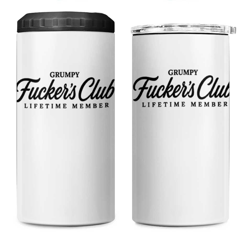 Vintage Grumpy Fuckers Club Lifetime Member 4 in 1 Can Cooler Tumbler Gag Gift Birthday Husband Dad Fathers Day