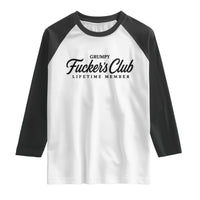 Vintage Grumpy Fuckers Club Lifetime Member Raglan Shirt Gag Gift Birthday Husband Dad Fathers Day