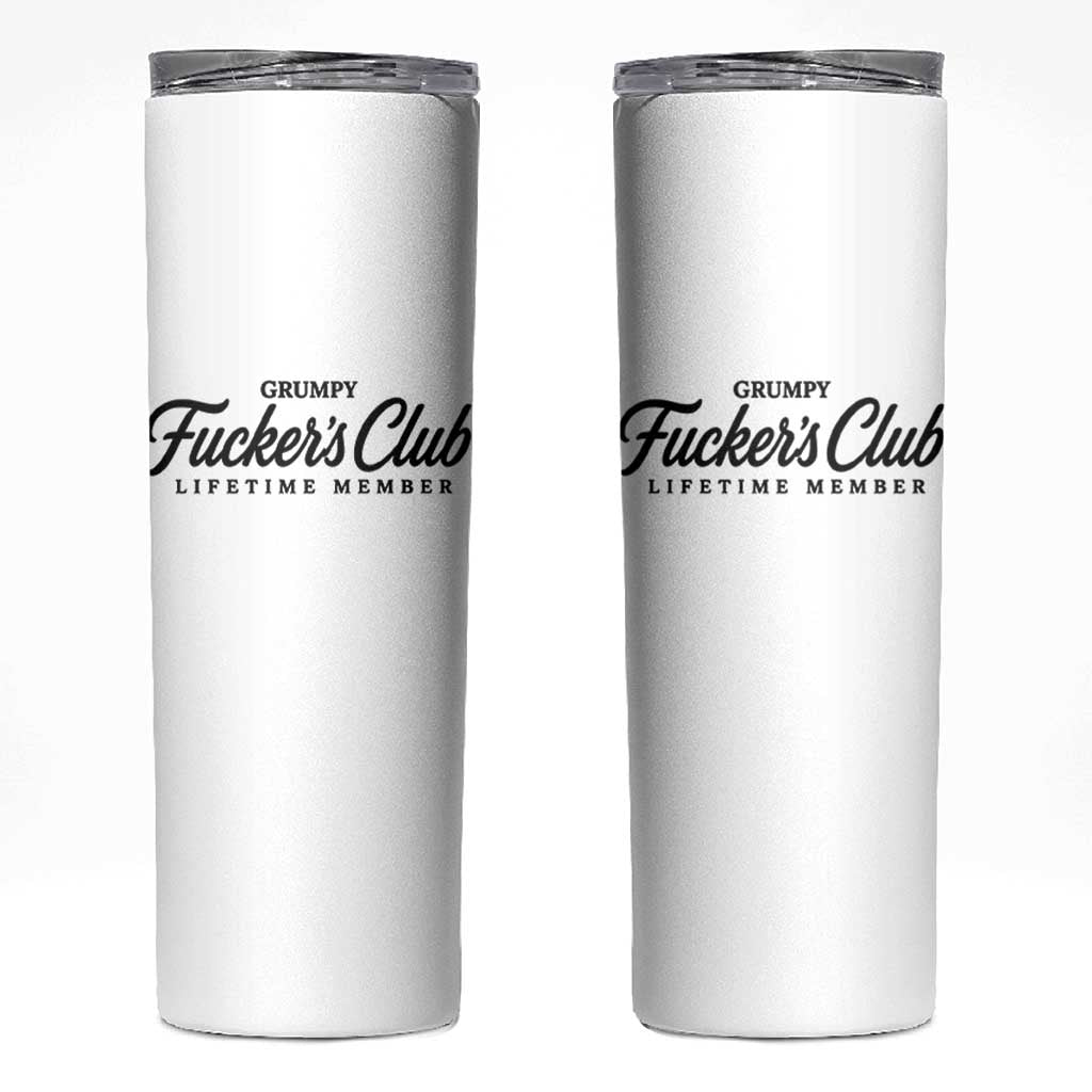 Vintage Grumpy Fuckers Club Lifetime Member Skinny Tumbler Gag Gift Birthday Husband Dad Fathers Day