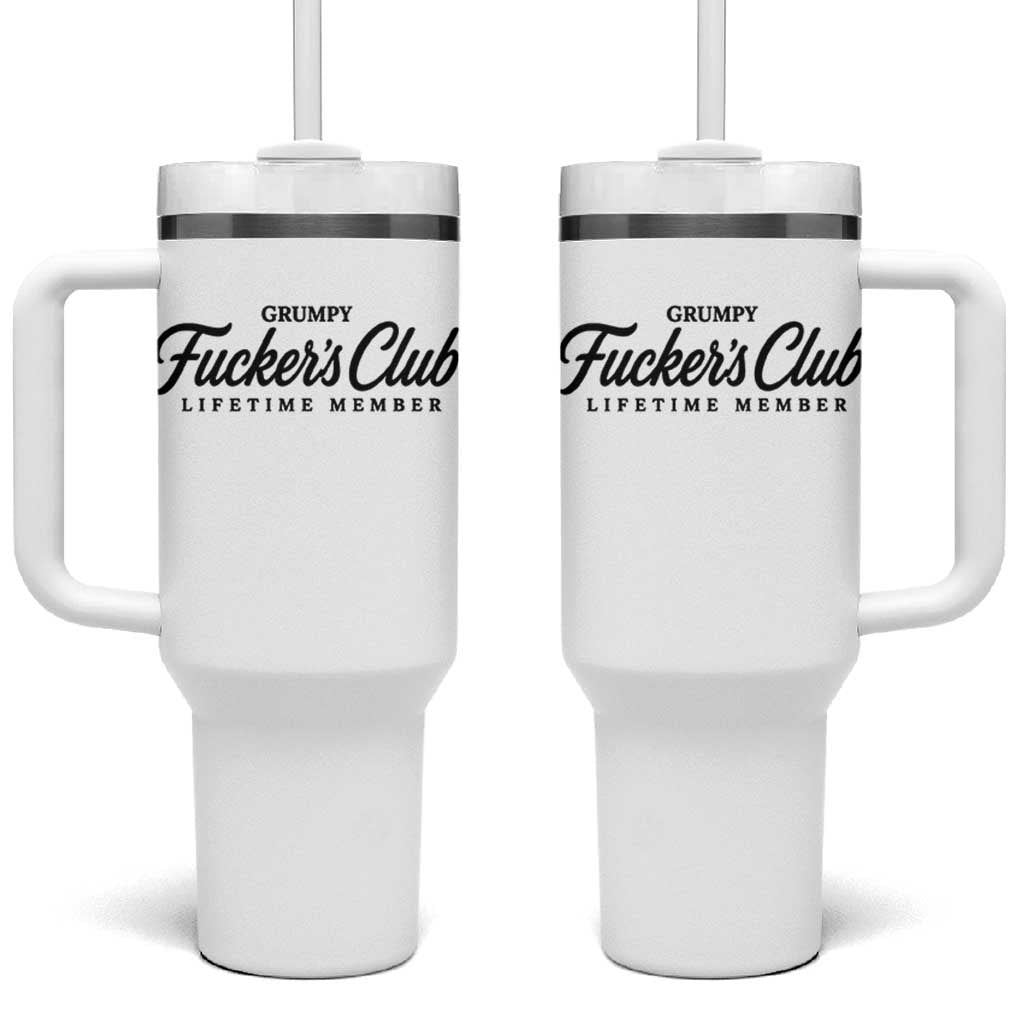 Vintage Grumpy Fuckers Club Lifetime Member Tumbler With Handle Gag Gift Birthday Husband Dad Fathers Day