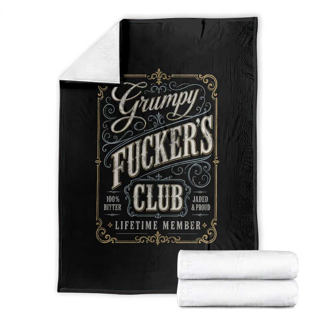 Vintage Grumpy Fuckers Club Lifetime Member Throw Blanket Retro Birthday Husband Dad Fathers Day