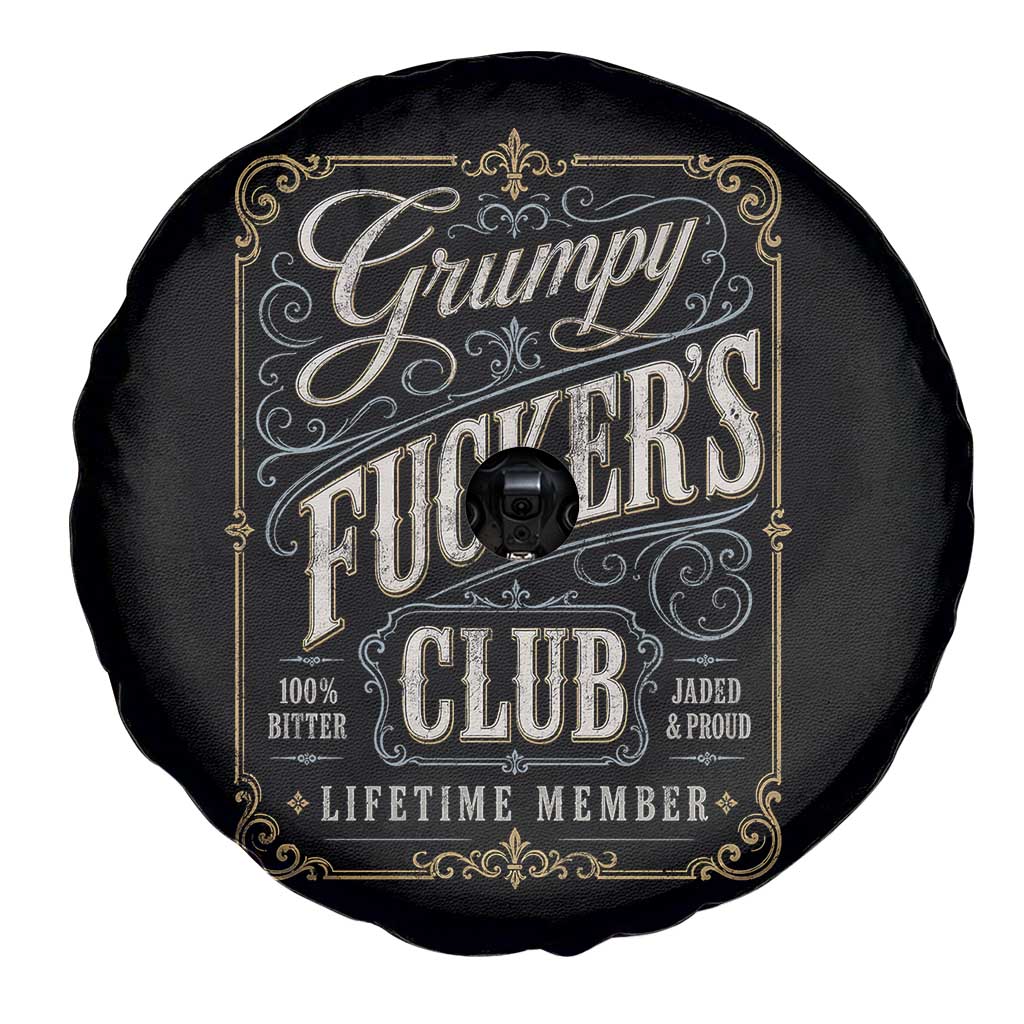 Vintage Grumpy Fuckers Club Lifetime Member Spare Tire Cover Retro Birthday Husband Dad Fathers Day