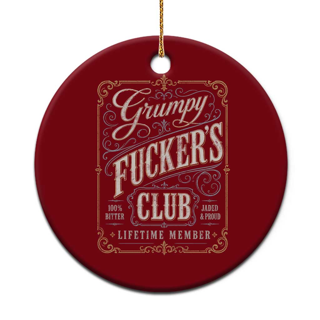 Vintage Grumpy Fuckers Club Lifetime Member Ceramic Ornament Retro Birthday Husband Dad Fathers Day
