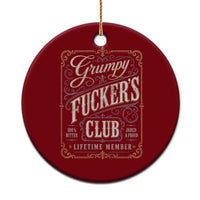 Vintage Grumpy Fuckers Club Lifetime Member Ceramic Ornament Retro Birthday Husband Dad Fathers Day