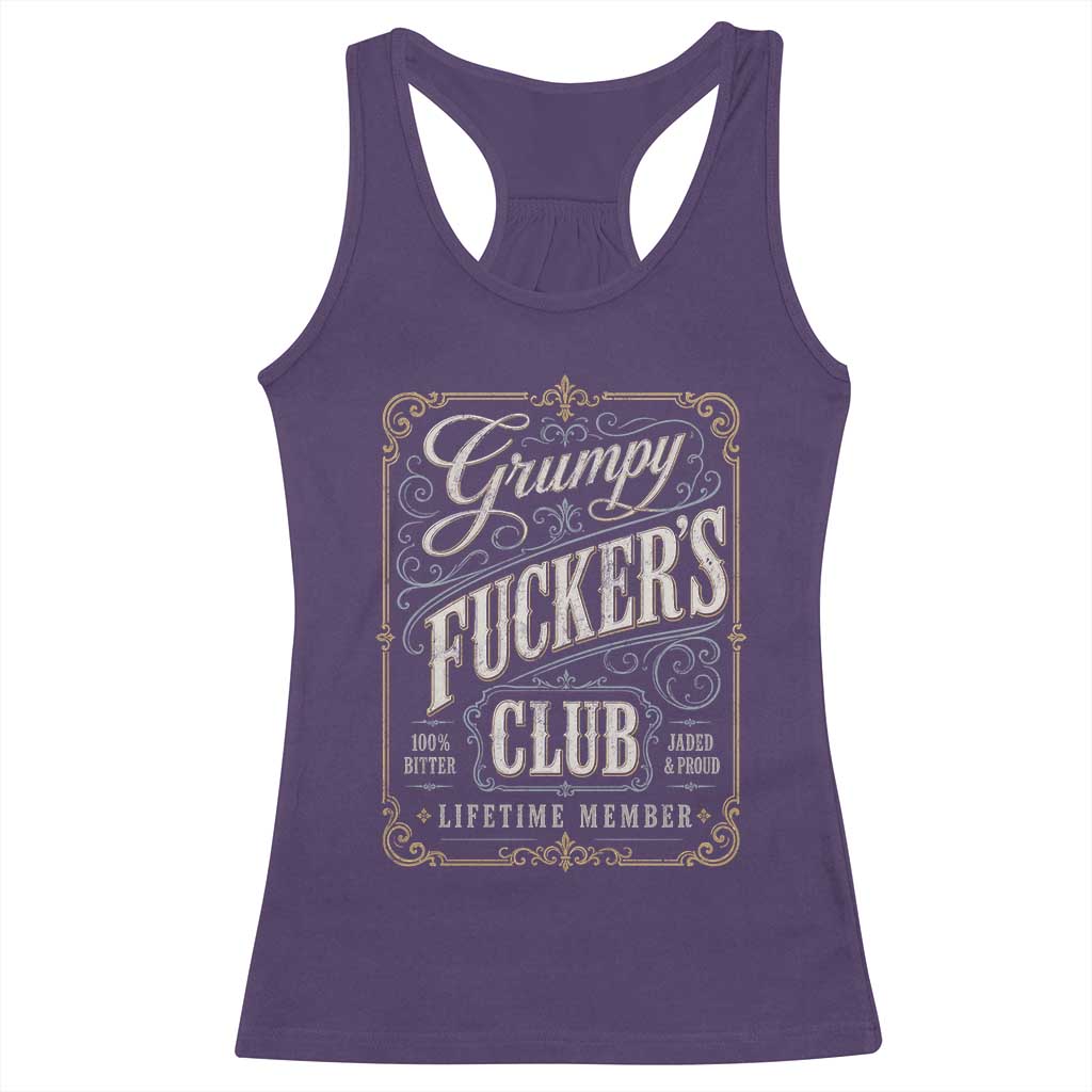 Vintage Grumpy Fuckers Club Lifetime Member Racerback Tank Top Retro Birthday Husband Dad Fathers Day