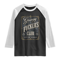 Vintage Grumpy Fuckers Club Lifetime Member Raglan Shirt Retro Birthday Husband Dad Fathers Day