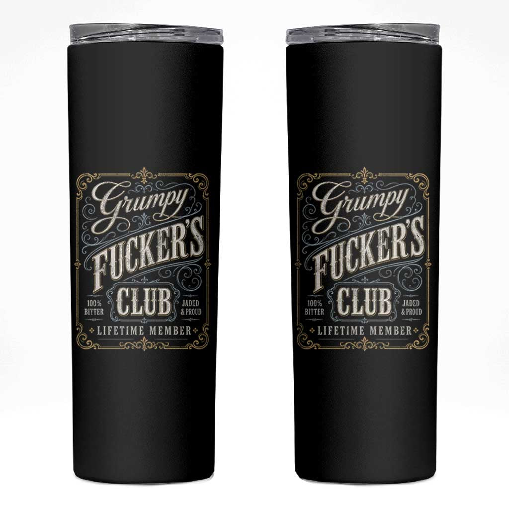 Vintage Grumpy Fuckers Club Lifetime Member Skinny Tumbler Retro Birthday Husband Dad Fathers Day
