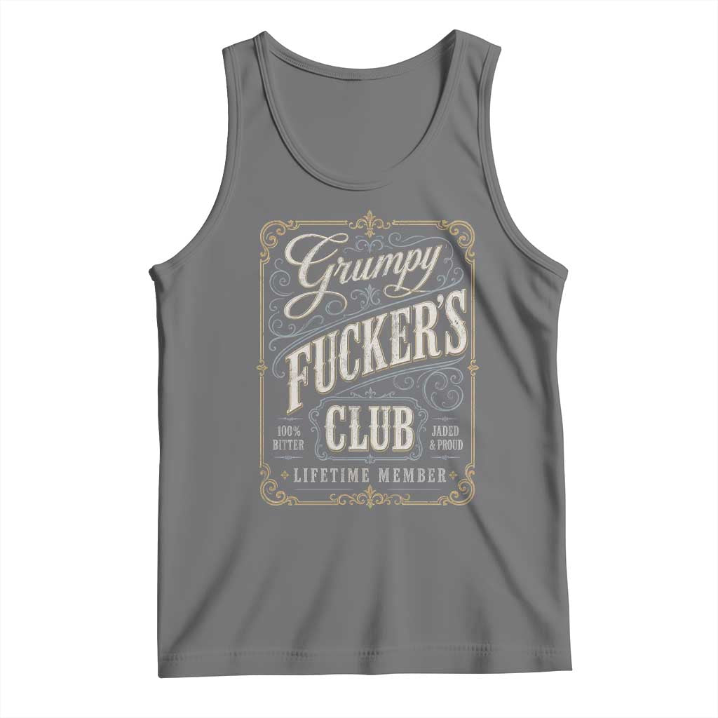 Vintage Grumpy Fuckers Club Lifetime Member Tank Top Retro Birthday Husband Dad Fathers Day