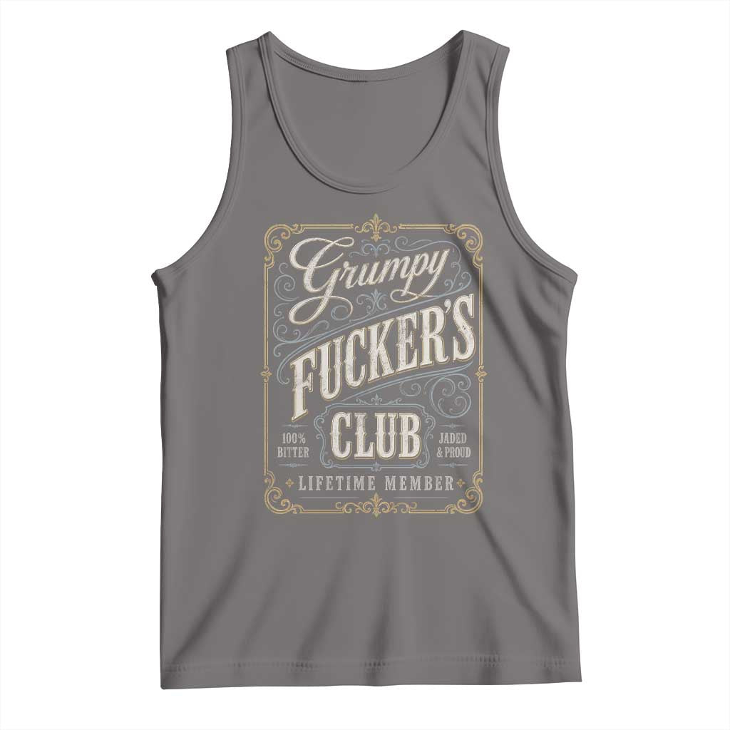 Vintage Grumpy Fuckers Club Lifetime Member Tank Top Retro Birthday Husband Dad Fathers Day