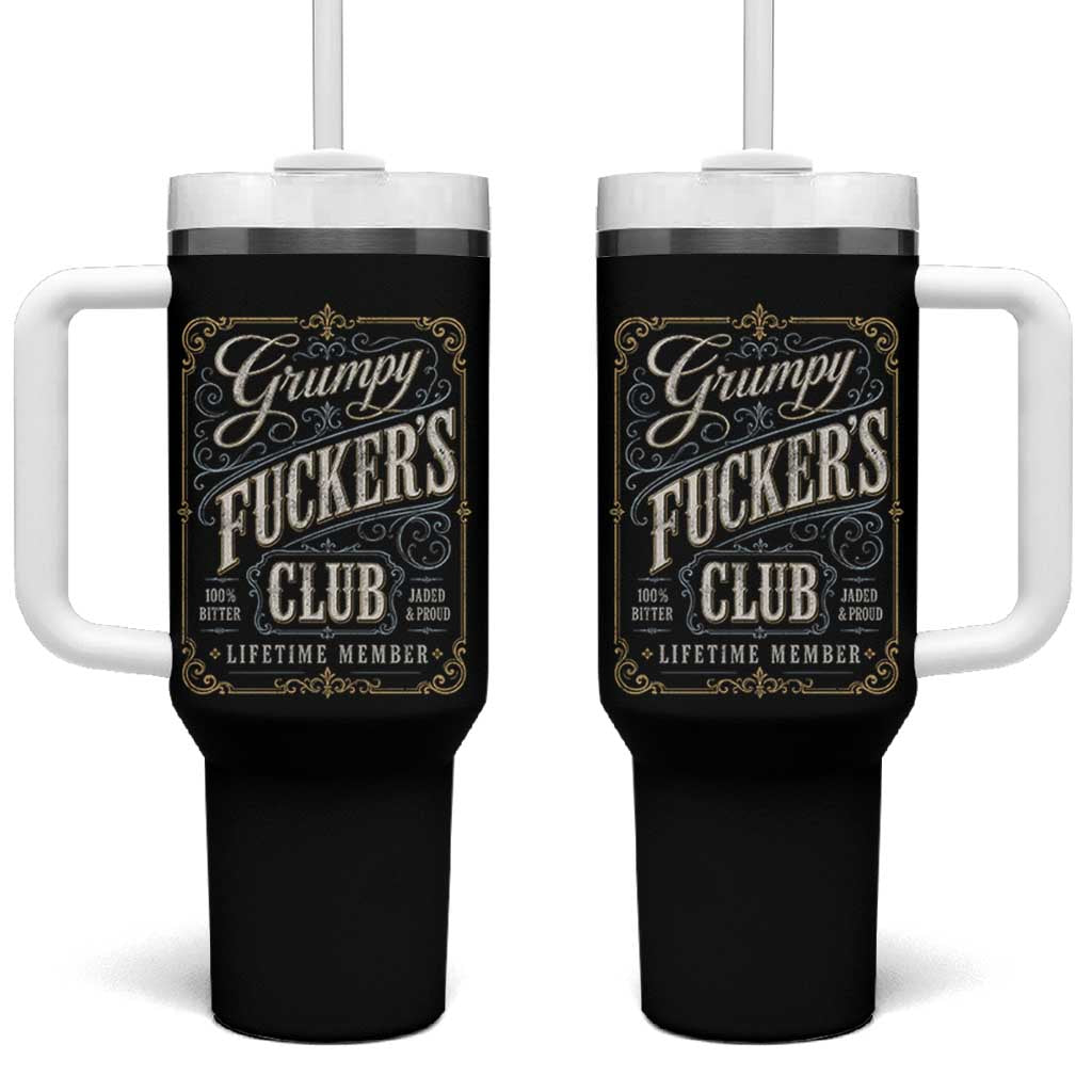 Vintage Grumpy Fuckers Club Lifetime Member Tumbler With Handle Retro Birthday Husband Dad Fathers Day