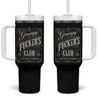 Vintage Grumpy Fuckers Club Lifetime Member Tumbler With Handle Retro Birthday Husband Dad Fathers Day