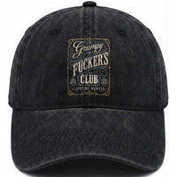 Vintage Grumpy Fuckers Club Lifetime Member Washed Cotton Baseball Cap Retro Birthday Husband Dad Fathers Day