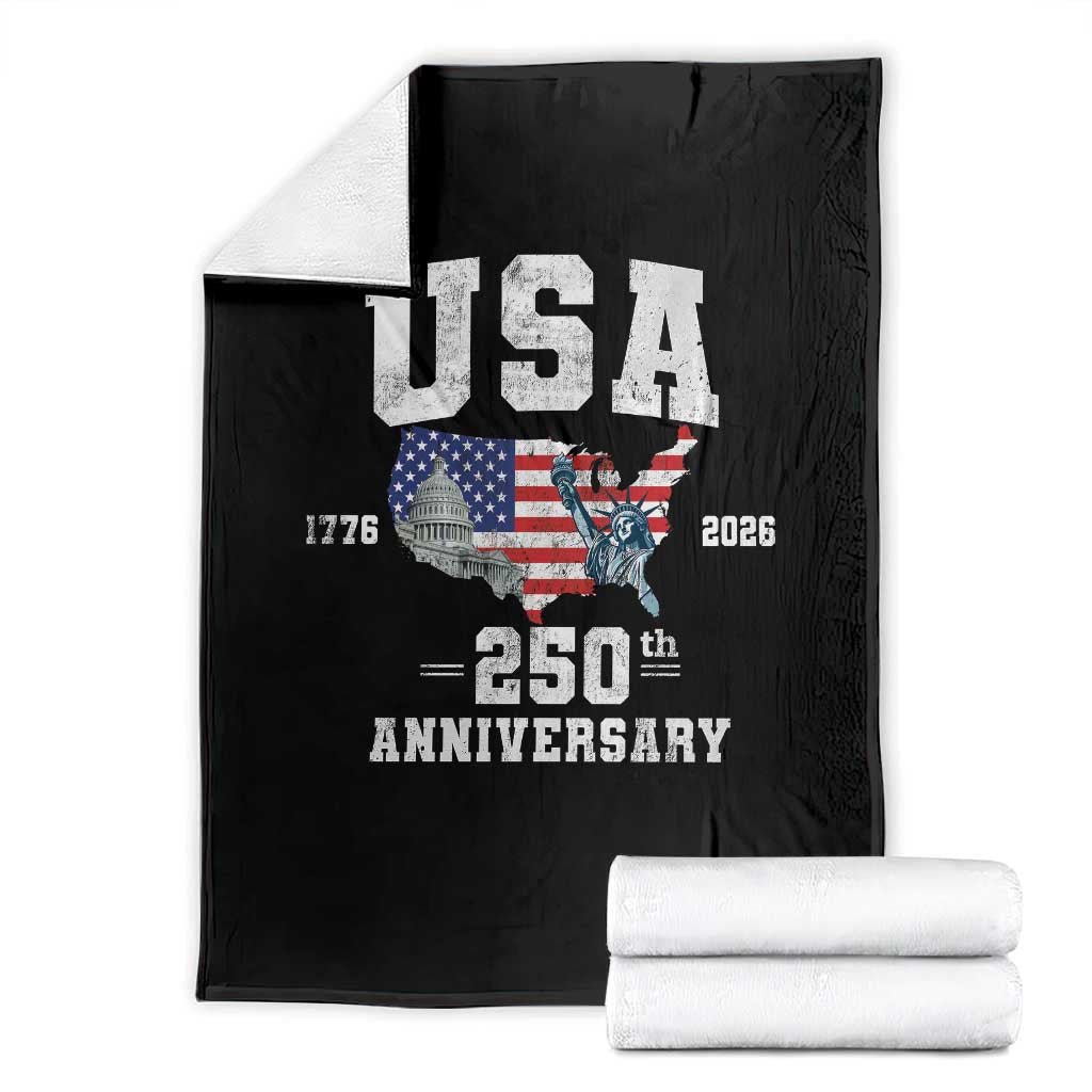 250th Anniversary USA Throw Blanket 4th of July America US Flag Patriotic 250 Years American Flag