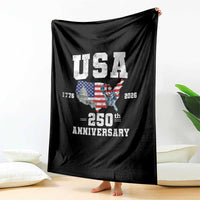 250th Anniversary USA Throw Blanket 4th of July America US Flag Patriotic 250 Years American Flag