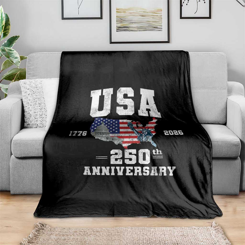 250th Anniversary USA Throw Blanket 4th of July America US Flag Patriotic 250 Years American Flag