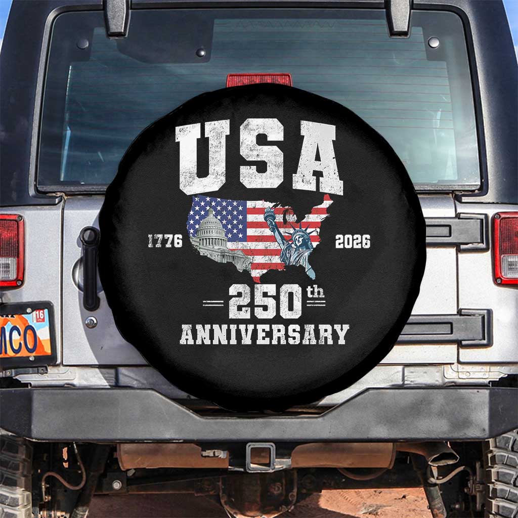 250th Anniversary USA Spare Tire Cover 4th of July America US Flag Patriotic 250 Years American Flag