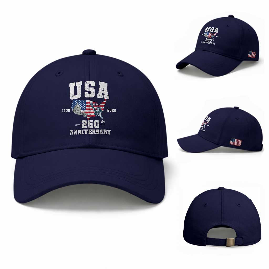 250th Anniversary USA Baseball Cap 4th of July America US Flag Patriotic 250 Years American Flag