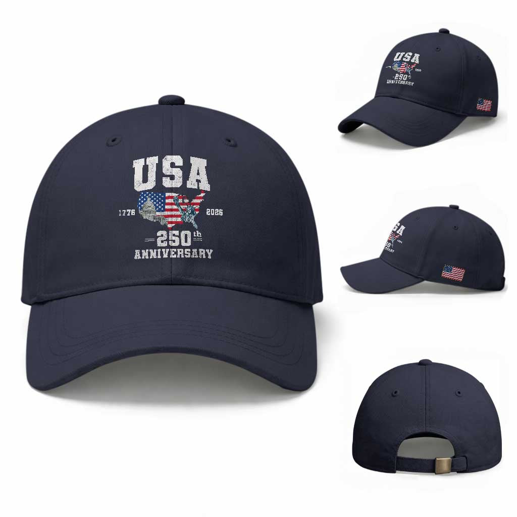 250th Anniversary USA Baseball Cap 4th of July America US Flag Patriotic 250 Years American Flag
