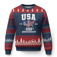 250th Anniversary USA Ugly Christmas Sweater 4th of July America US Flag Patriotic 250 Years American Flag