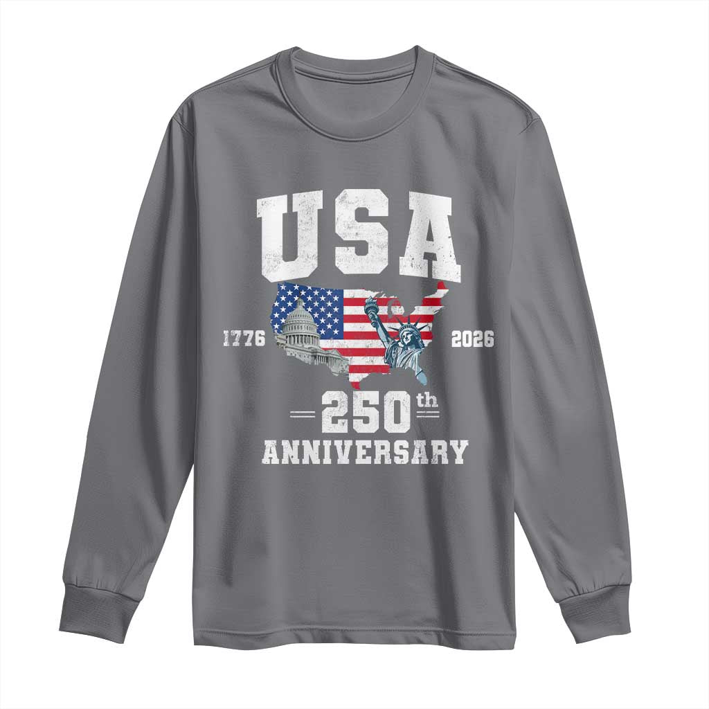 250th Anniversary USA Long Sleeve Shirt 4th of July America US Flag Patriotic 250 Years American Flag