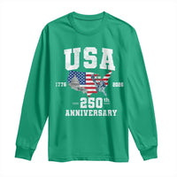 250th Anniversary USA Long Sleeve Shirt 4th of July America US Flag Patriotic 250 Years American Flag