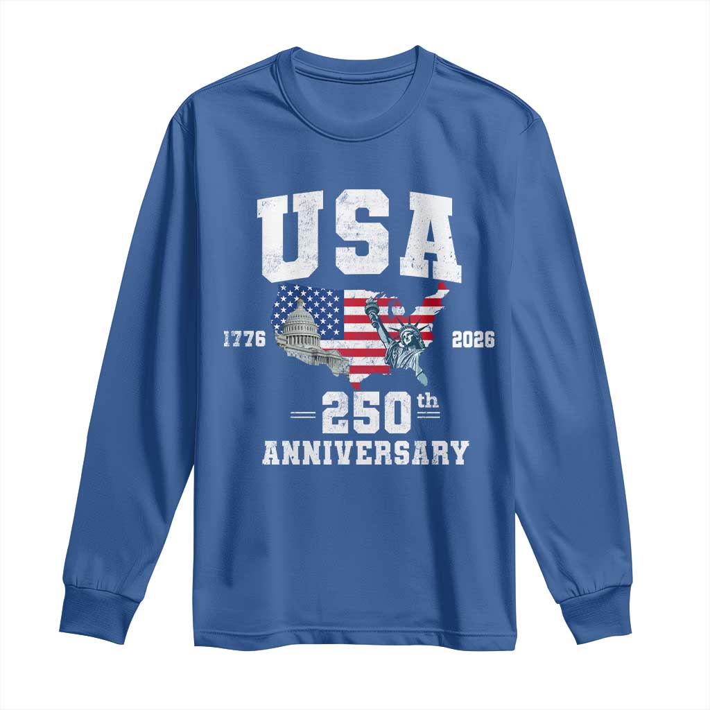 250th Anniversary USA Long Sleeve Shirt 4th of July America US Flag Patriotic 250 Years American Flag