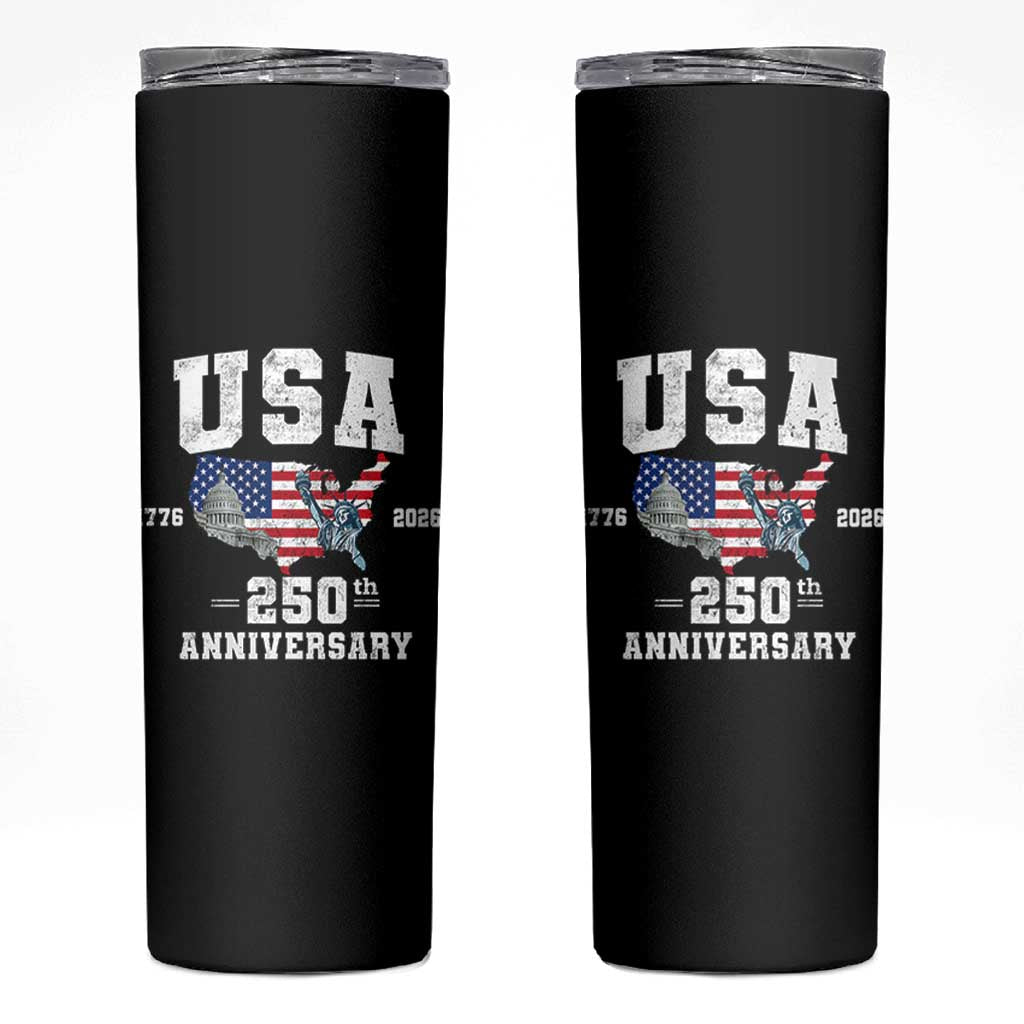 250th Anniversary USA Skinny Tumbler 4th of July America US Flag Patriotic 250 Years American Flag
