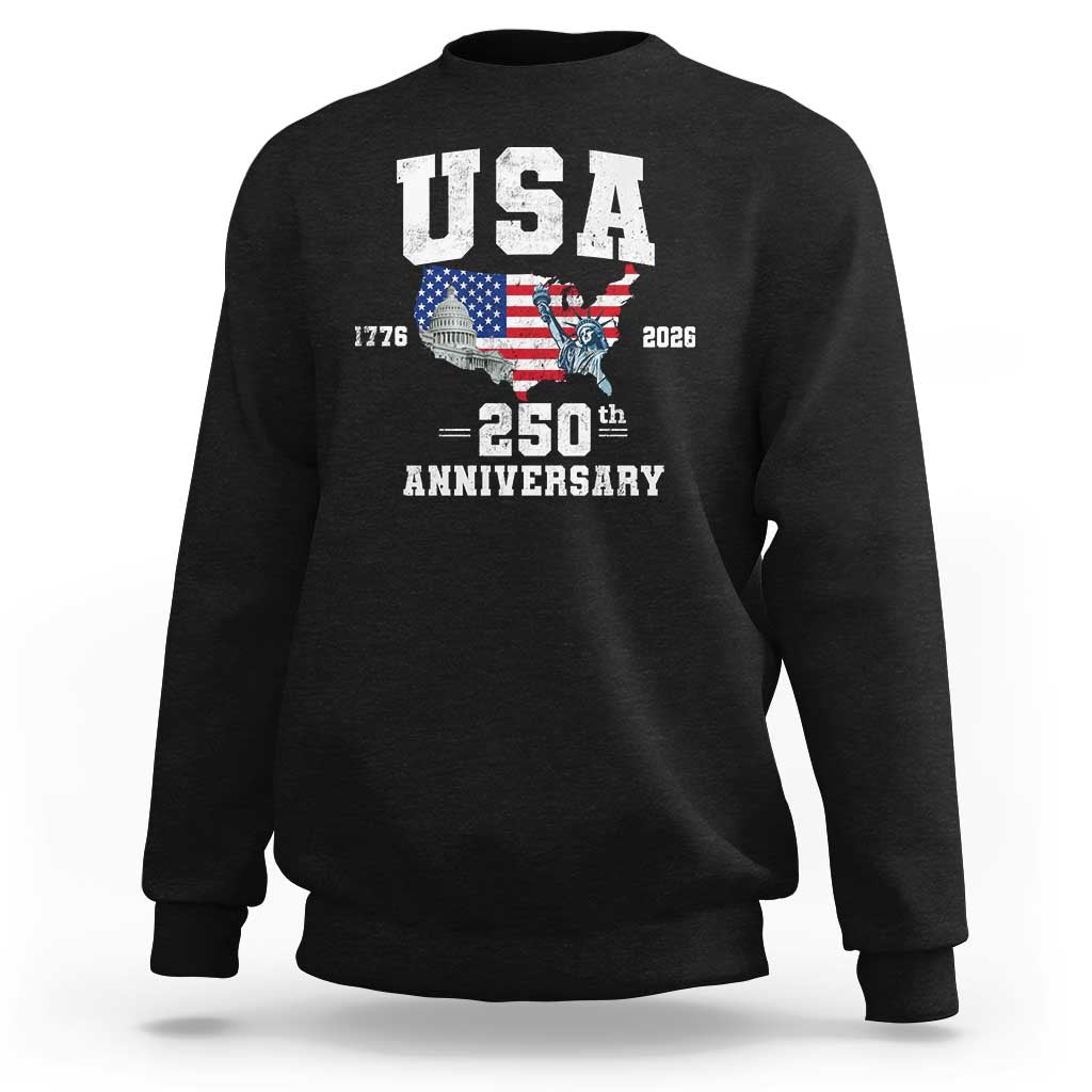 250th Anniversary USA Sweatshirt 4th of July America US Flag Patriotic 250 Years American Flag