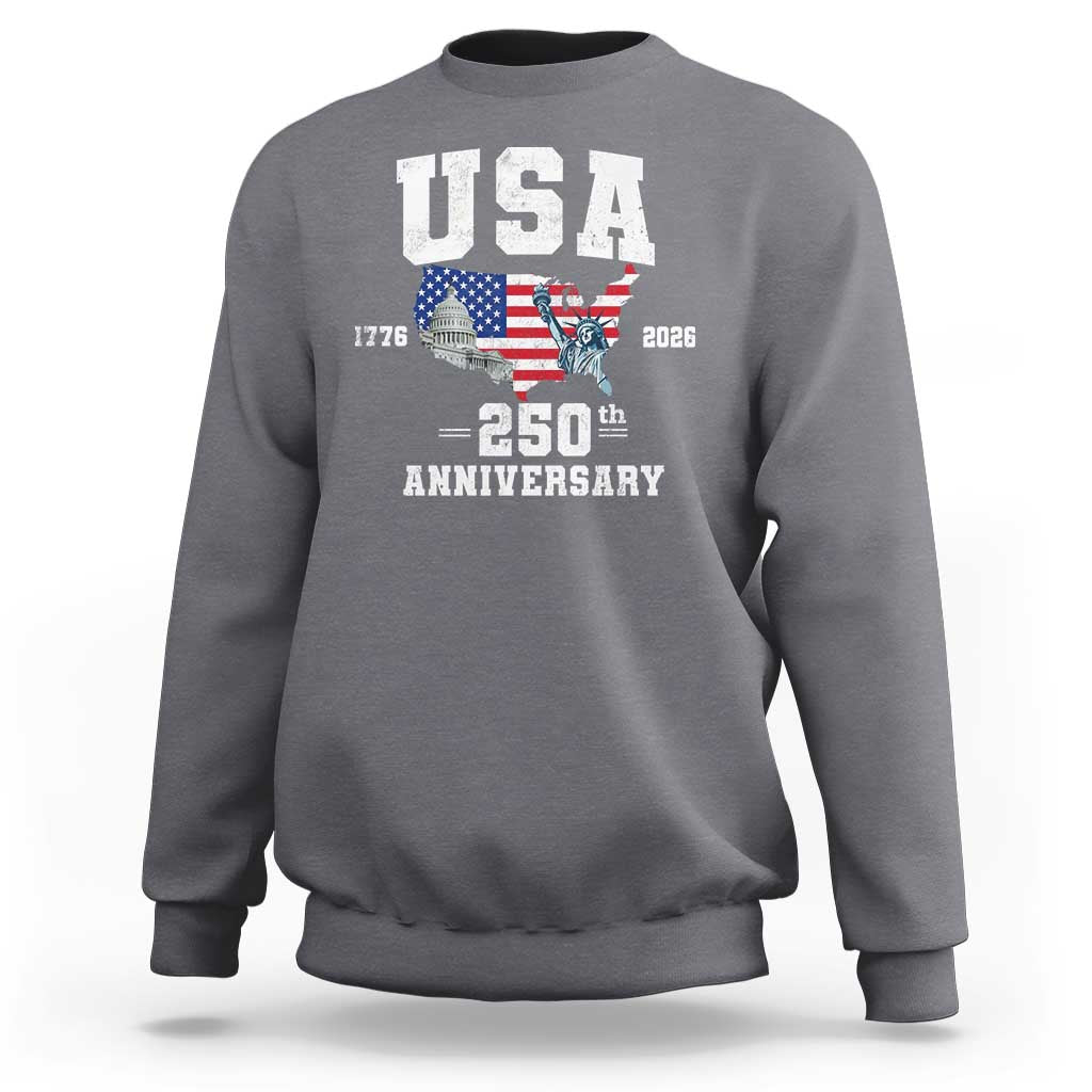 250th Anniversary USA Sweatshirt 4th of July America US Flag Patriotic 250 Years American Flag