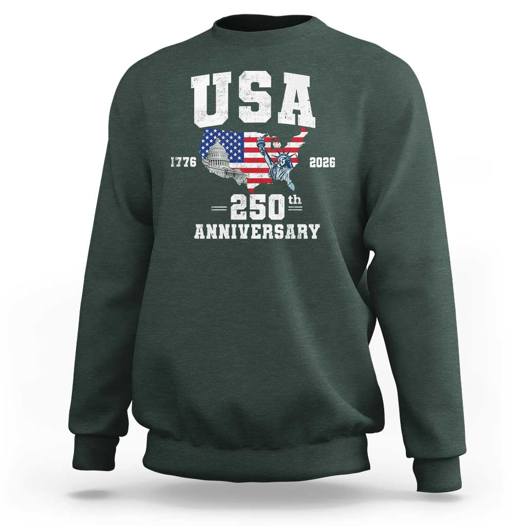 250th Anniversary USA Sweatshirt 4th of July America US Flag Patriotic 250 Years American Flag