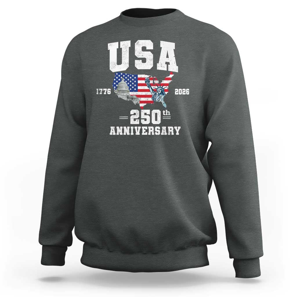 250th Anniversary USA Sweatshirt 4th of July America US Flag Patriotic 250 Years American Flag