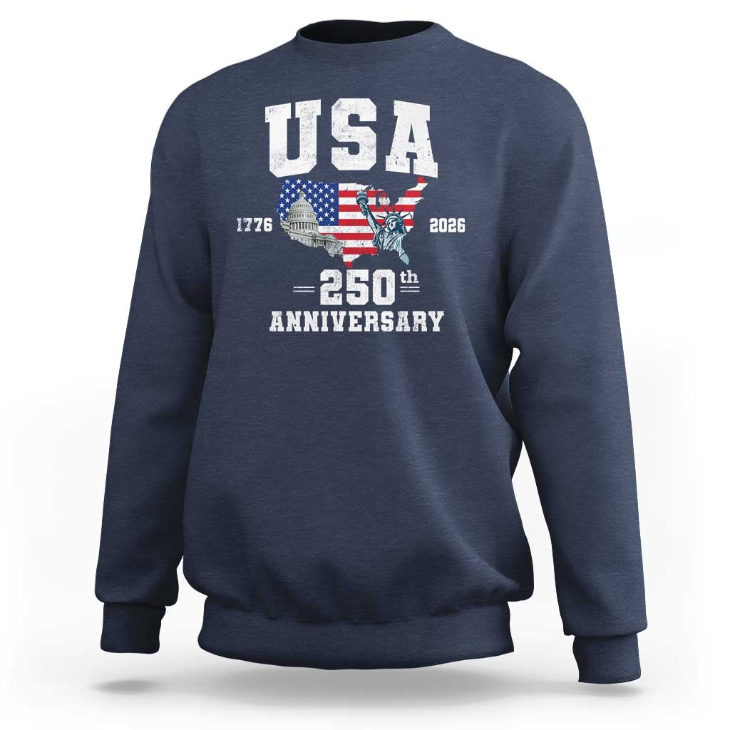 250th Anniversary USA Sweatshirt 4th of July America US Flag Patriotic 250 Years American Flag