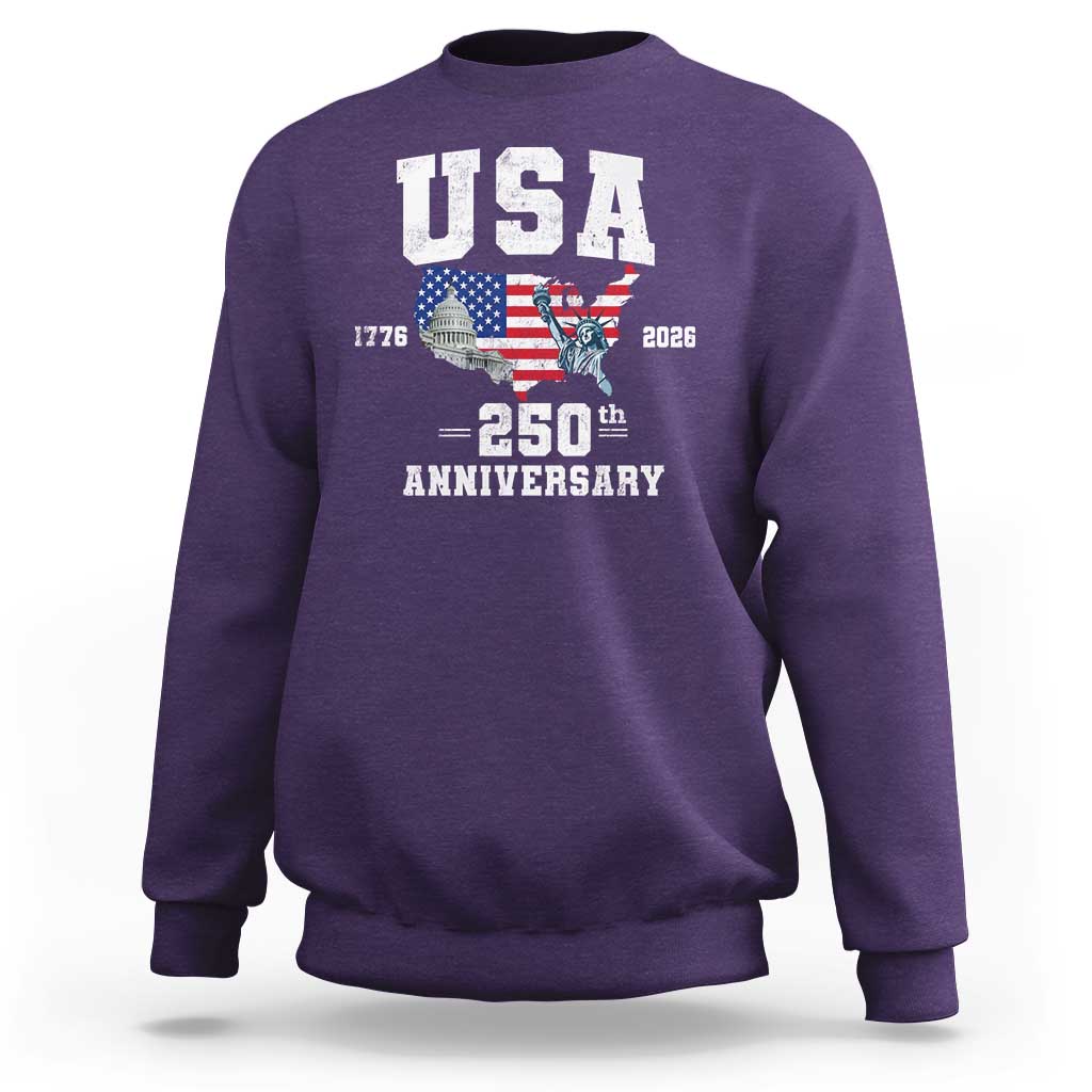 250th Anniversary USA Sweatshirt 4th of July America US Flag Patriotic 250 Years American Flag