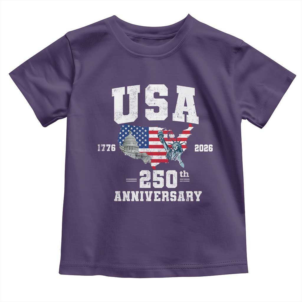 250th Anniversary USA Toddler T Shirt 4th of July America US Flag Patriotic 250 Years American Flag