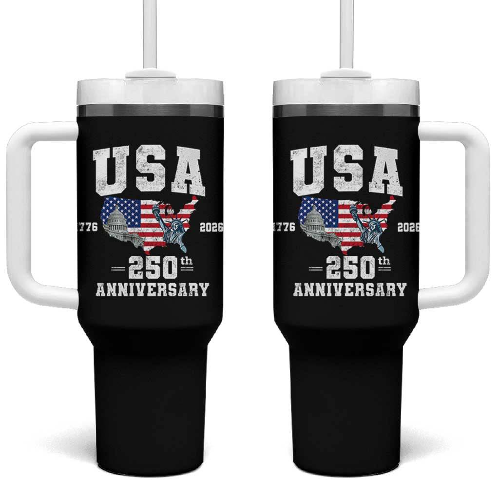 250th Anniversary USA Tumbler With Handle 4th of July America US Flag Patriotic 250 Years American Flag