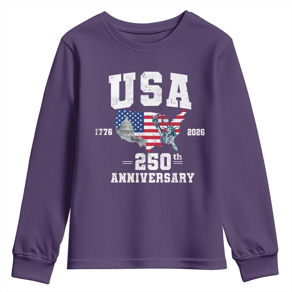 250th Anniversary USA Youth Sweatshirt 4th of July America US Flag Patriotic 250 Years American Flag