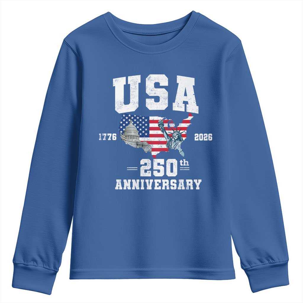 250th Anniversary USA Youth Sweatshirt 4th of July America US Flag Patriotic 250 Years American Flag