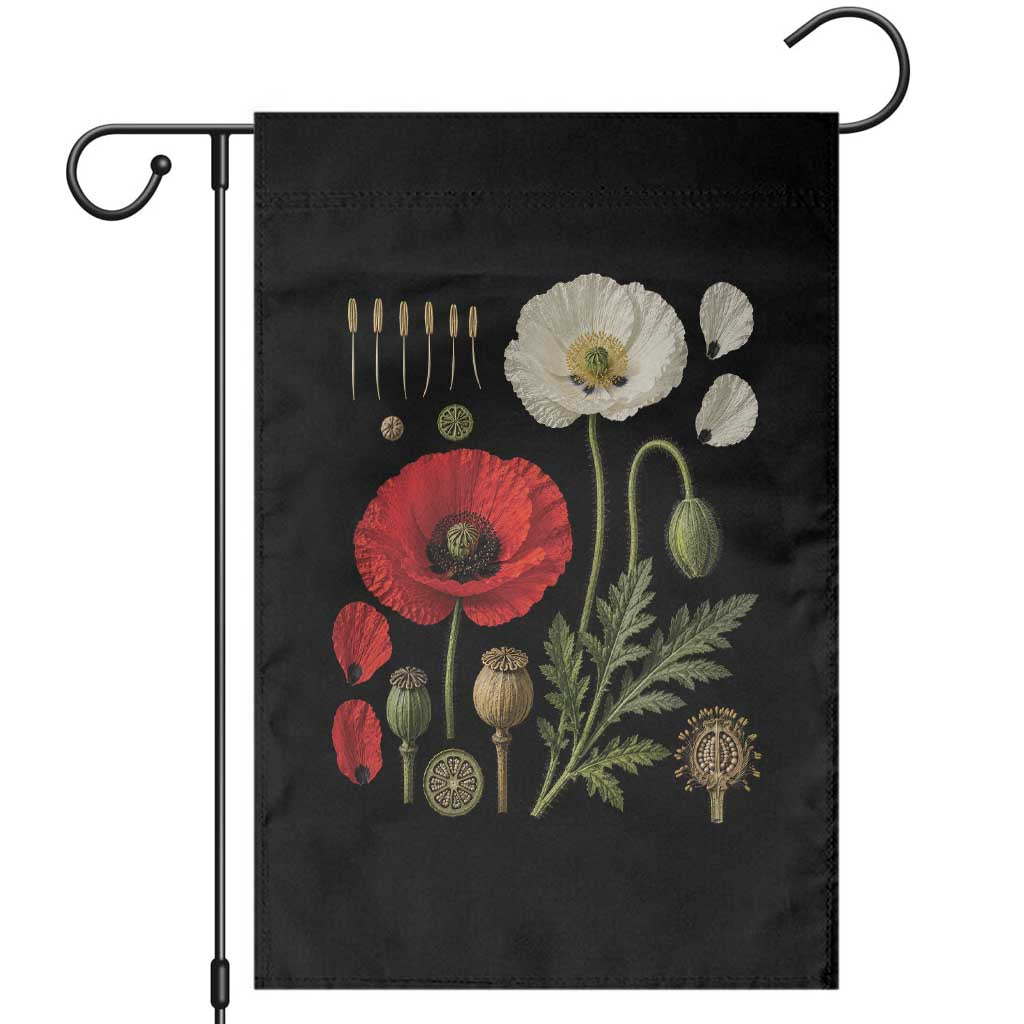 Summer Red Poppy Flower Botanical Poppies Vintage Print Memorial Day Floral Graphic Garden Flag