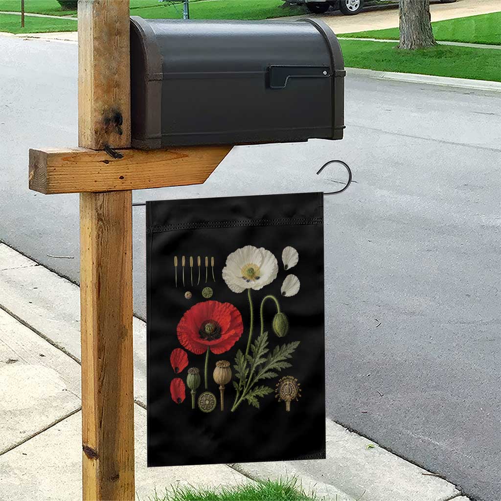 Summer Red Poppy Flower Botanical Poppies Vintage Print Memorial Day Floral Graphic Garden Flag